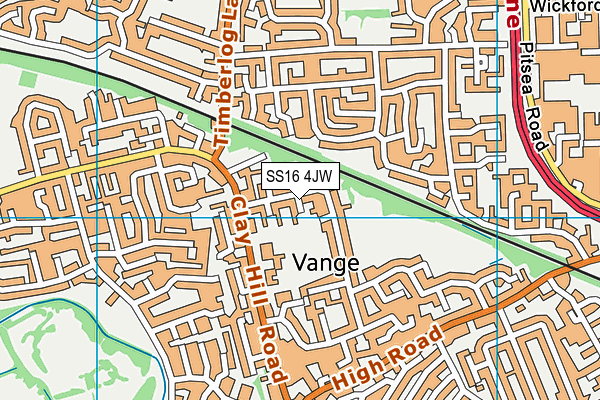 SS16 4JW map - OS VectorMap District (Ordnance Survey) SS16 4JW map - OS VectorMap District (Ordnance Survey)