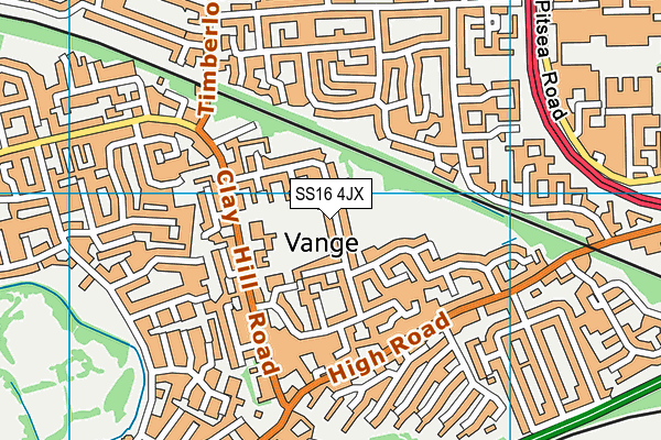 SS16 4JX map - OS VectorMap District (Ordnance Survey) SS16 4JX map - OS VectorMap District (Ordnance Survey)