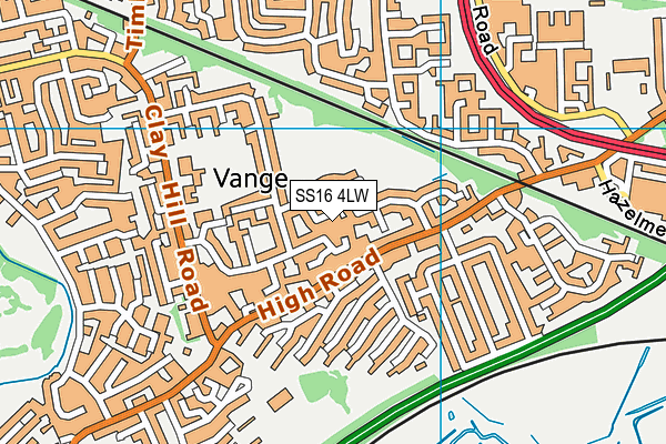 SS16 4LW map - OS VectorMap District (Ordnance Survey) SS16 4LW map - OS VectorMap District (Ordnance Survey)
