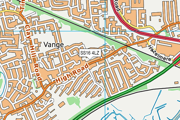SS16 4LZ map - OS VectorMap District (Ordnance Survey) SS16 4LZ map - OS VectorMap District (Ordnance Survey)