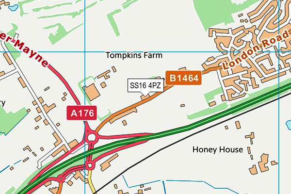 SS16 4PZ map - OS VectorMap District (Ordnance Survey) SS16 4PZ map - OS VectorMap District (Ordnance Survey)