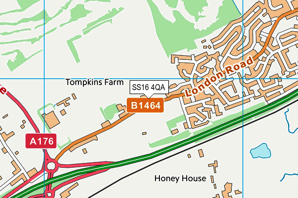 SS16 4QA map - OS VectorMap District (Ordnance Survey) SS16 4QA map - OS VectorMap District (Ordnance Survey)