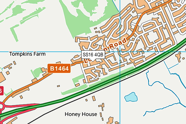 SS16 4QB map - OS VectorMap District (Ordnance Survey)