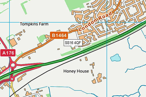 SS16 4QF map - OS VectorMap District (Ordnance Survey) SS16 4QF map - OS VectorMap District (Ordnance Survey)
