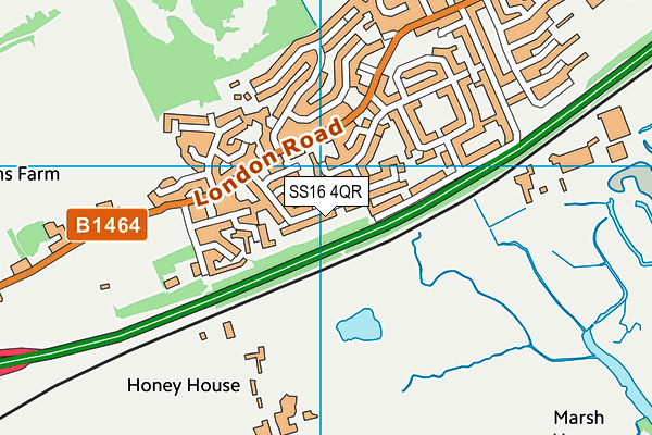 SS16 4QR map - OS VectorMap District (Ordnance Survey) SS16 4QR map - OS VectorMap District (Ordnance Survey)