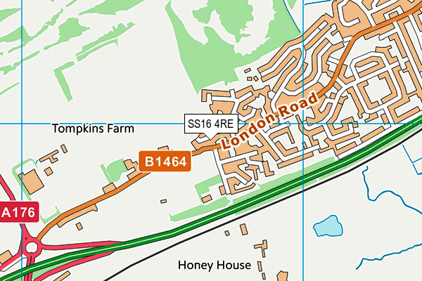 SS16 4RE map - OS VectorMap District (Ordnance Survey) SS16 4RE map - OS VectorMap District (Ordnance Survey)