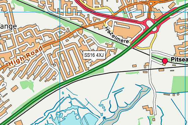 SS16 4XJ map - OS VectorMap District (Ordnance Survey) SS16 4XJ map - OS VectorMap District (Ordnance Survey)