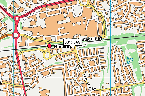 SS16 5AG map - OS VectorMap District (Ordnance Survey) SS16 5AG map - OS VectorMap District (Ordnance Survey)
