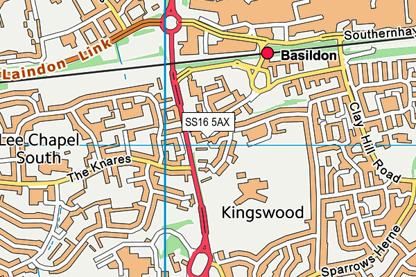 SS16 5AX map - OS VectorMap District (Ordnance Survey) SS16 5AX map - OS VectorMap District (Ordnance Survey)