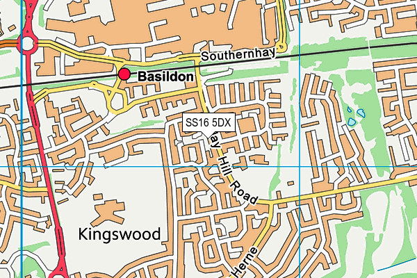 SS16 5DX map - OS VectorMap District (Ordnance Survey)