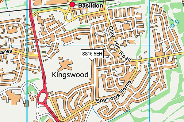 SS16 5EH map - OS VectorMap District (Ordnance Survey) SS16 5EH map - OS VectorMap District (Ordnance Survey)