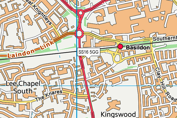 SS16 5GG map - OS VectorMap District (Ordnance Survey) SS16 5GG map - OS VectorMap District (Ordnance Survey)