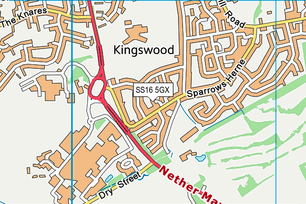 SS16 5GX map - OS VectorMap District (Ordnance Survey) SS16 5GX map - OS VectorMap District (Ordnance Survey)