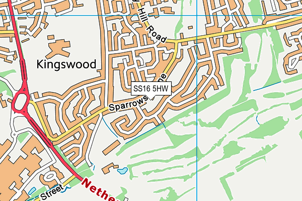 SS16 5HW map - OS VectorMap District (Ordnance Survey) SS16 5HW map - OS VectorMap District (Ordnance Survey)