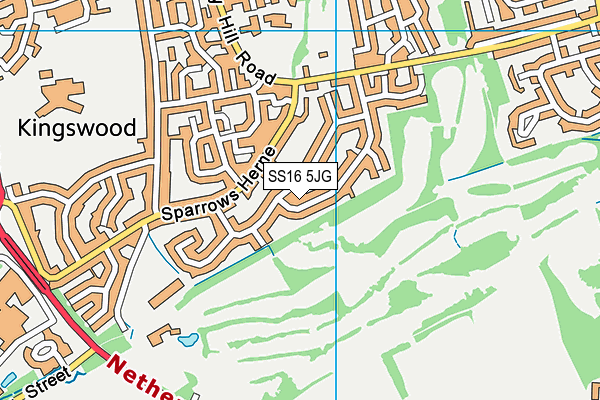 SS16 5JG map - OS VectorMap District (Ordnance Survey) SS16 5JG map - OS VectorMap District (Ordnance Survey)