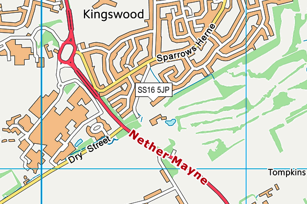 SS16 5JP map - OS VectorMap District (Ordnance Survey) SS16 5JP map - OS VectorMap District (Ordnance Survey)
