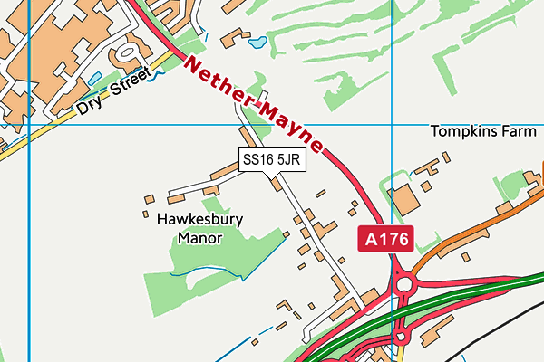 SS16 5JR map - OS VectorMap District (Ordnance Survey) SS16 5JR map - OS VectorMap District (Ordnance Survey)