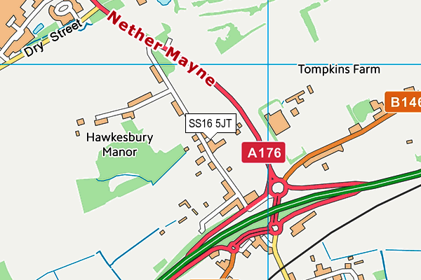 SS16 5JT map - OS VectorMap District (Ordnance Survey) SS16 5JT map - OS VectorMap District (Ordnance Survey)