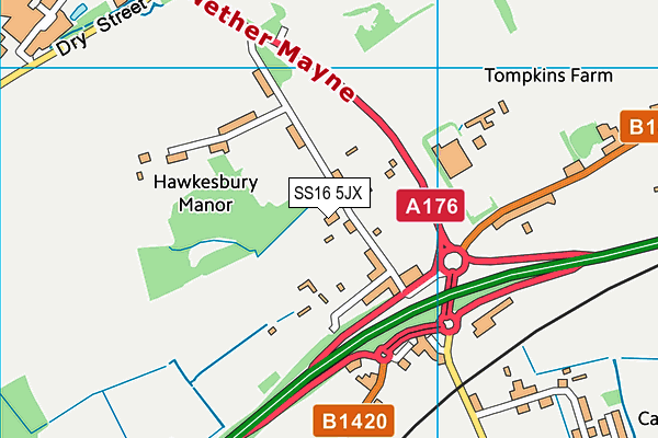 SS16 5JX map - OS VectorMap District (Ordnance Survey) SS16 5JX map - OS VectorMap District (Ordnance Survey)