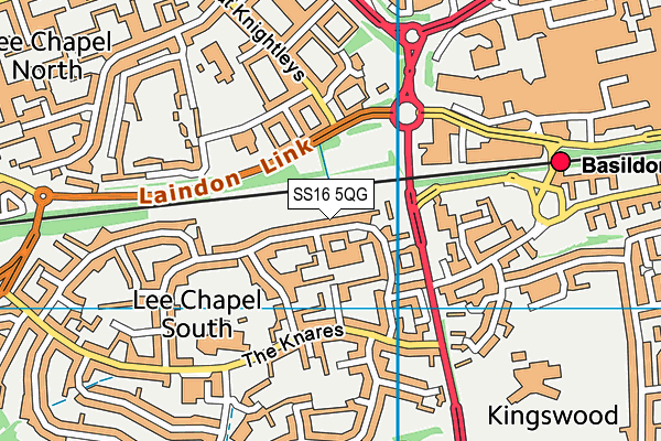 SS16 5QG map - OS VectorMap District (Ordnance Survey) SS16 5QG map - OS VectorMap District (Ordnance Survey)