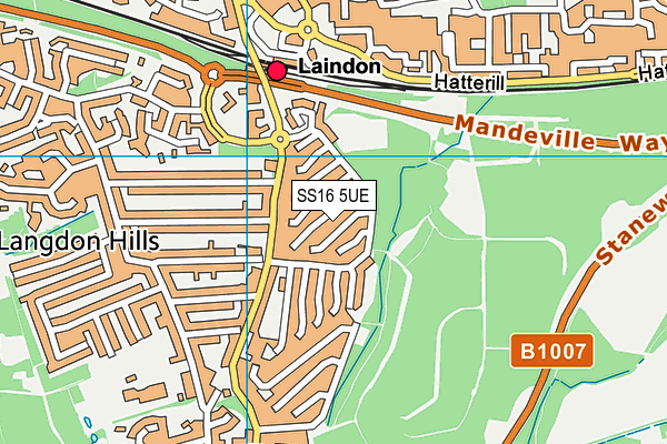 SS16 5UE map - OS VectorMap District (Ordnance Survey) SS16 5UE map - OS VectorMap District (Ordnance Survey)