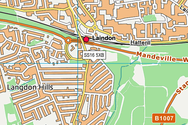 SS16 5XB map - OS VectorMap District (Ordnance Survey) SS16 5XB map - OS VectorMap District (Ordnance Survey)