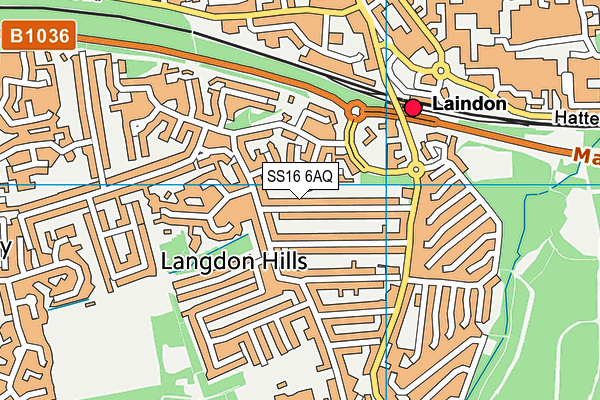 SS16 6AQ map - OS VectorMap District (Ordnance Survey) SS16 6AQ map - OS VectorMap District (Ordnance Survey)