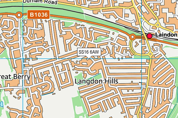 SS16 6AW map - OS VectorMap District (Ordnance Survey) SS16 6AW map - OS VectorMap District (Ordnance Survey)