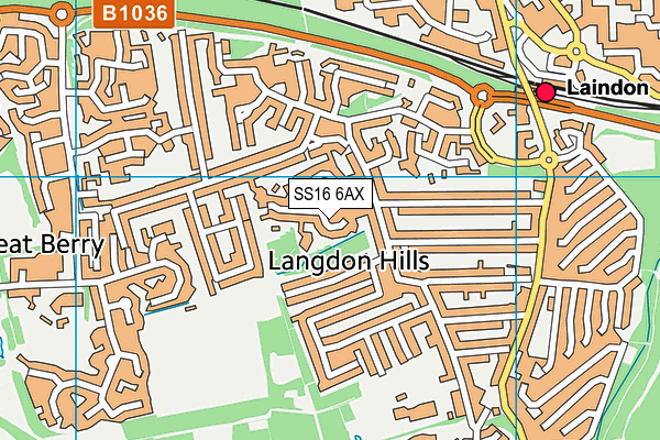 SS16 6AX map - OS VectorMap District (Ordnance Survey) SS16 6AX map - OS VectorMap District (Ordnance Survey)