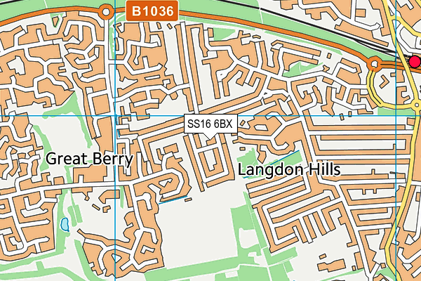 SS16 6BX map - OS VectorMap District (Ordnance Survey) SS16 6BX map - OS VectorMap District (Ordnance Survey)