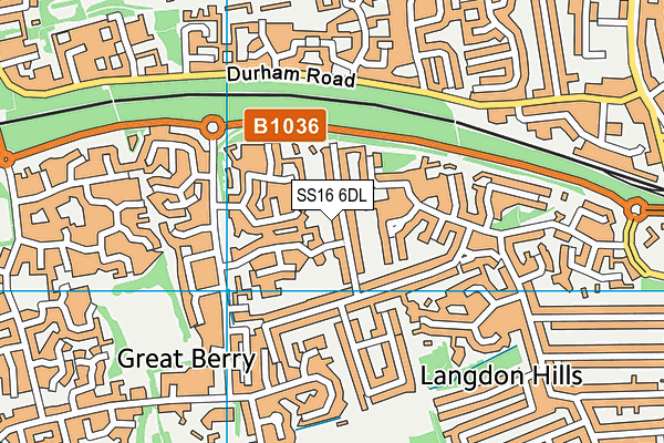 SS16 6DL map - OS VectorMap District (Ordnance Survey) SS16 6DL map - OS VectorMap District (Ordnance Survey)