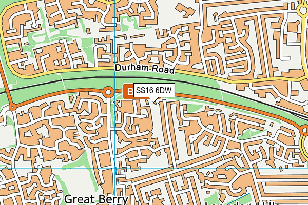 SS16 6DW map - OS VectorMap District (Ordnance Survey) SS16 6DW map - OS VectorMap District (Ordnance Survey)