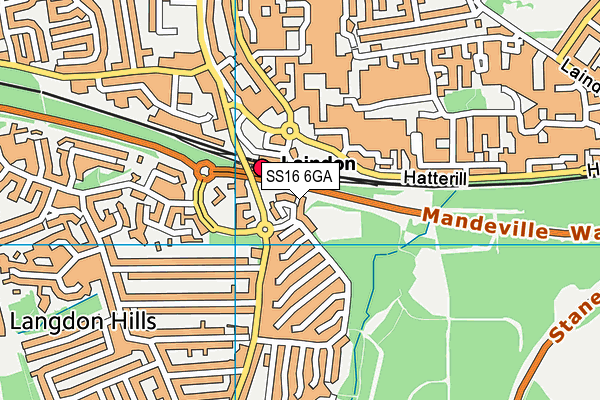 SS16 6GA map - OS VectorMap District (Ordnance Survey) SS16 6GA map - OS VectorMap District (Ordnance Survey)