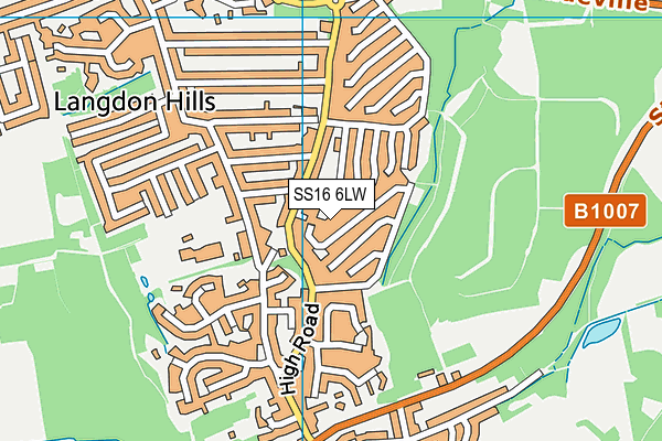 SS16 6LW map - OS VectorMap District (Ordnance Survey) SS16 6LW map - OS VectorMap District (Ordnance Survey)