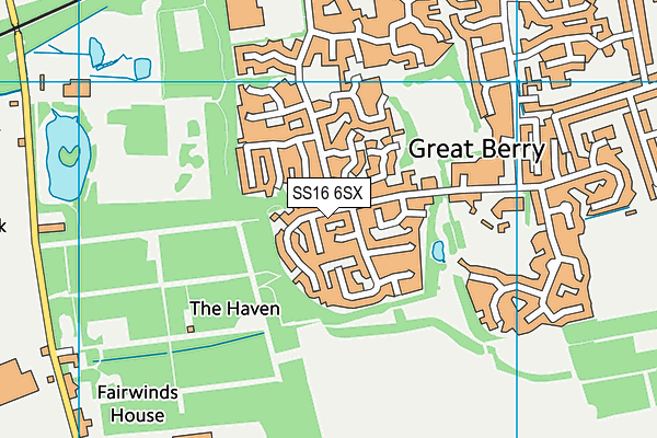 SS16 6SX map - OS VectorMap District (Ordnance Survey) SS16 6SX map - OS VectorMap District (Ordnance Survey)