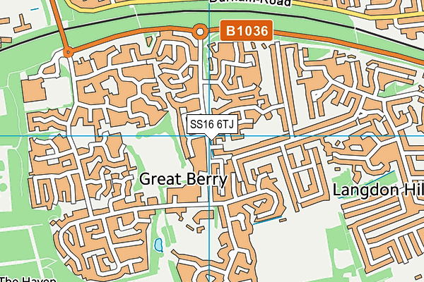 SS16 6TJ map - OS VectorMap District (Ordnance Survey) SS16 6TJ map - OS VectorMap District (Ordnance Survey)