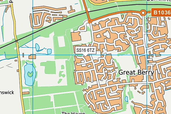 SS16 6TZ map - OS VectorMap District (Ordnance Survey) SS16 6TZ map - OS VectorMap District (Ordnance Survey)