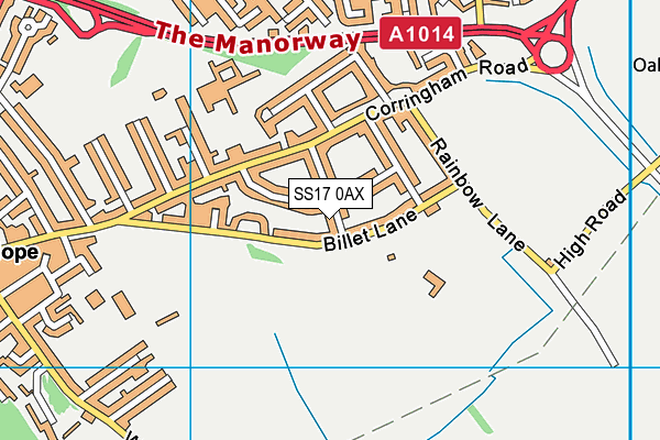SS17 0AX map - OS VectorMap District (Ordnance Survey)