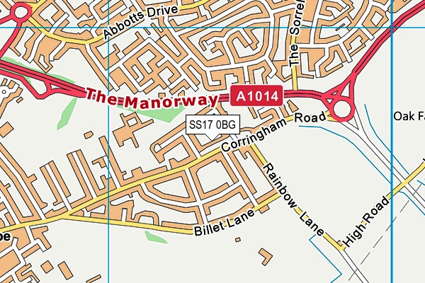 SS17 0BG map - OS VectorMap District (Ordnance Survey)
