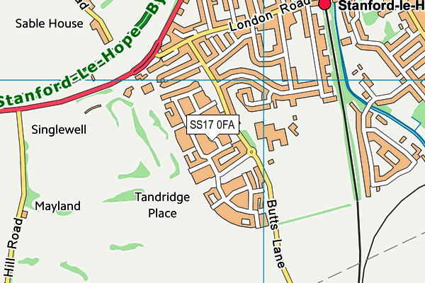 SS17 0FA map - OS VectorMap District (Ordnance Survey) SS17 0FA map - OS VectorMap District (Ordnance Survey)