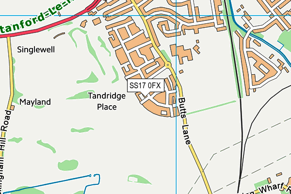 SS17 0FX map - OS VectorMap District (Ordnance Survey) SS17 0FX map - OS VectorMap District (Ordnance Survey)