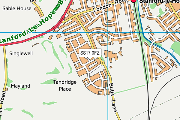 SS17 0FZ map - OS VectorMap District (Ordnance Survey) SS17 0FZ map - OS VectorMap District (Ordnance Survey)