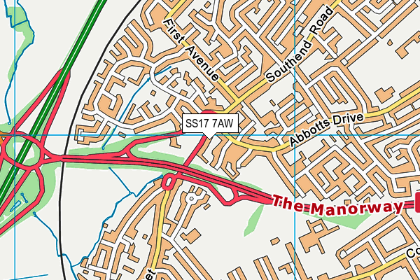 SS17 7AW map - OS VectorMap District (Ordnance Survey) SS17 7AW map - OS VectorMap District (Ordnance Survey)