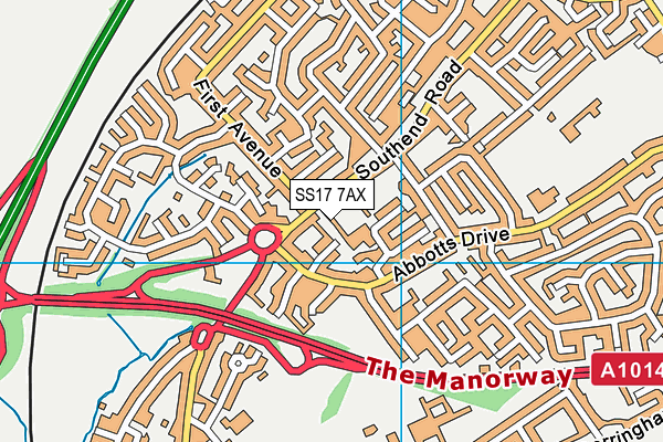 SS17 7AX map - OS VectorMap District (Ordnance Survey) SS17 7AX map - OS VectorMap District (Ordnance Survey)