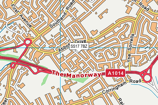 SS17 7BZ map - OS VectorMap District (Ordnance Survey) SS17 7BZ map - OS VectorMap District (Ordnance Survey)