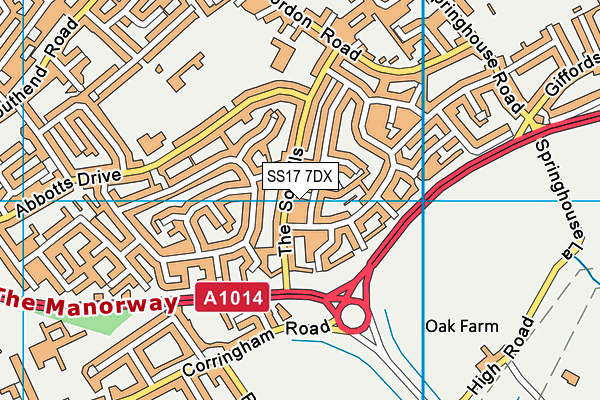 SS17 7DX map - OS VectorMap District (Ordnance Survey) SS17 7DX map - OS VectorMap District (Ordnance Survey)