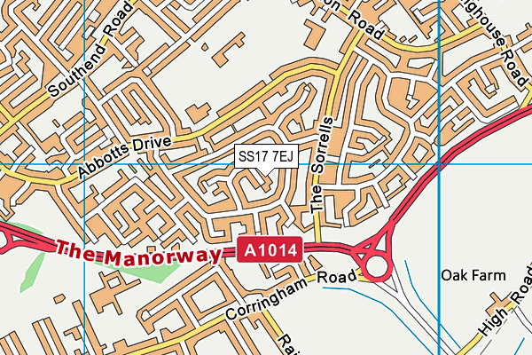 SS17 7EJ map - OS VectorMap District (Ordnance Survey) SS17 7EJ map - OS VectorMap District (Ordnance Survey)