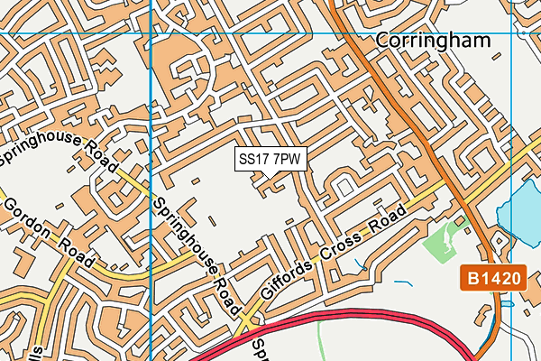 SS17 7PW map - OS VectorMap District (Ordnance Survey)