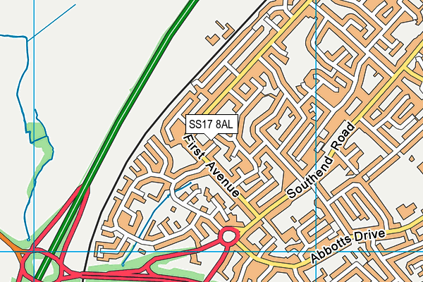 SS17 8AL map - OS VectorMap District (Ordnance Survey) SS17 8AL map - OS VectorMap District (Ordnance Survey)
