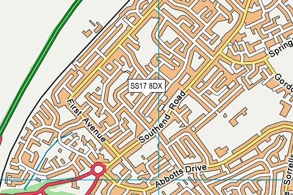 SS17 8DX map - OS VectorMap District (Ordnance Survey) SS17 8DX map - OS VectorMap District (Ordnance Survey)